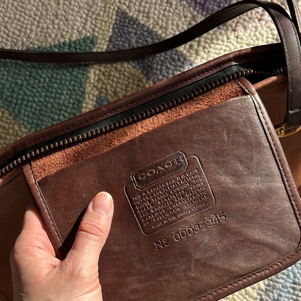 Coach Brown Leather Handbag with Strap - Picture 2 of 8